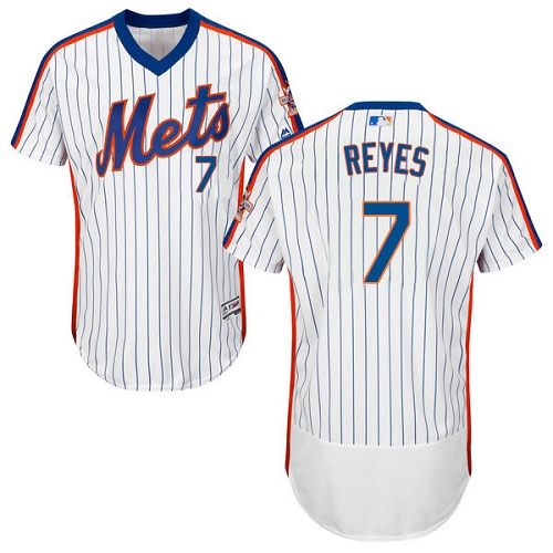 Mets #7 Jose Reyes White(Blue Strip) Flexbase Authentic Collection Alternate Stitched MLB Jersey